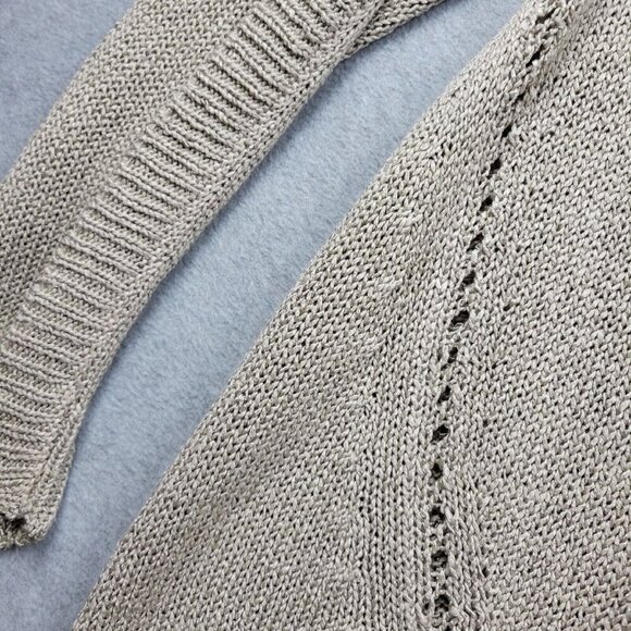 Vivienne Tam Sweater Womens Large Crewneck Beige Crochet Knit Coastal Shimmer - Picture 5 of 12